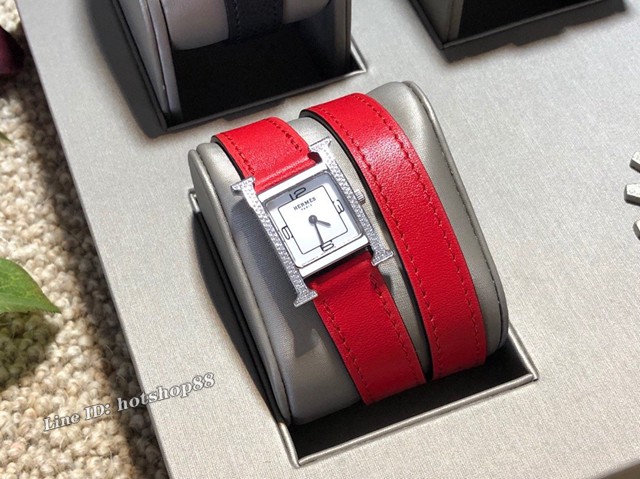 HERMES新款手表 爱马仕最新配色H系列 全手工原厂Epsom皮带女表 gjs1112